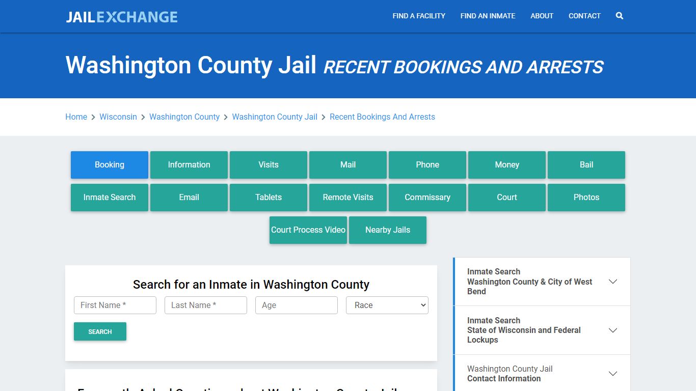 Washington County Jail WI Recent Arrests and Bookings